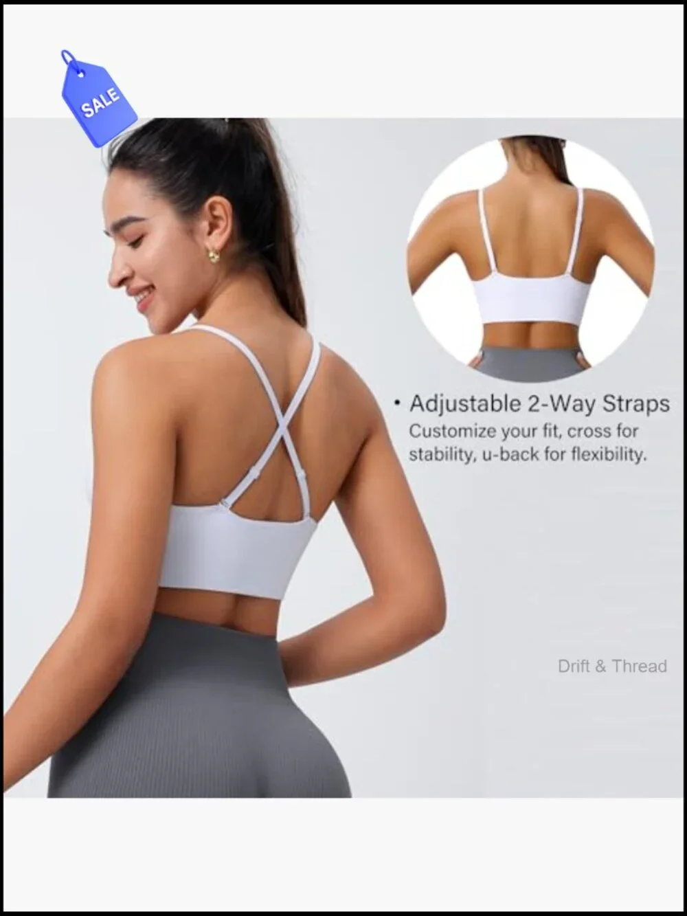 3 Pack Adjustable Deep V Neck Sports Bras Wireless Spaghetti Strap Criss Cross